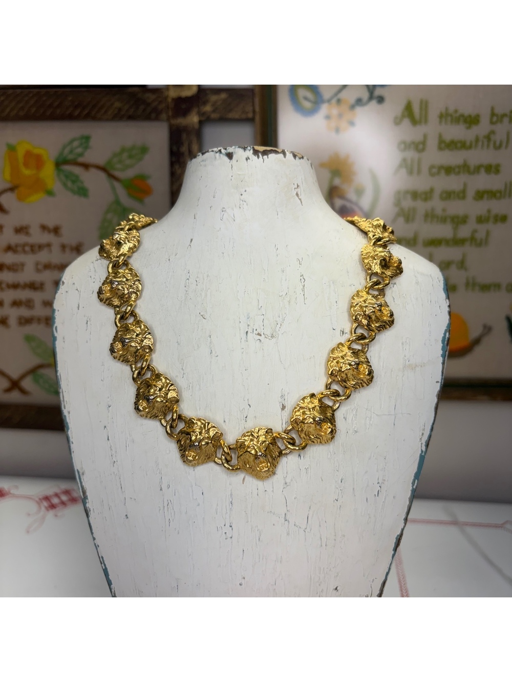 Anne Klein lion head choker necklace vintage